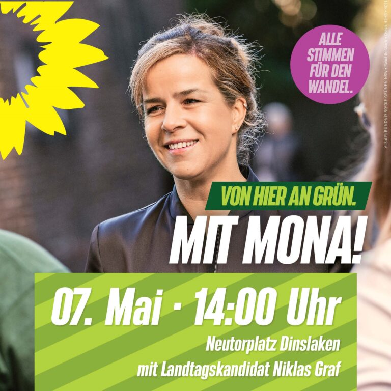 Spitzenkandidatin Mona Neubaur am Samstag auf den Neutorplatz