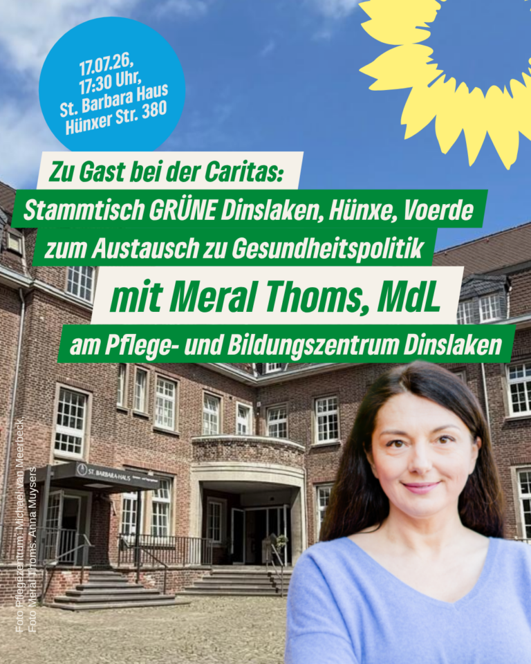 Gesundheitspolitik im Dialog: GRÜNE laden zum Stammtisch mit Meral Thoms MdL ins St. Barbara Haus ein